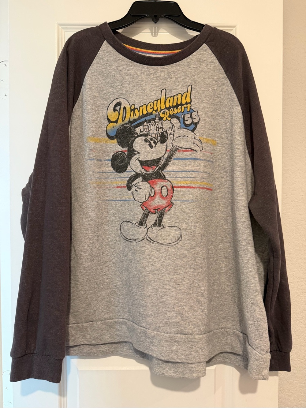 Disney Gray and Black Mickey Mouse Raglan Sweatshirt